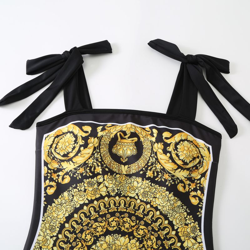 Damen einteiliger konservativer doppelseitiger Strand-Badeanzug mit heißen Quellen, zweiteiliger französischer Retro-Einteiler-Bikini_voghion.com