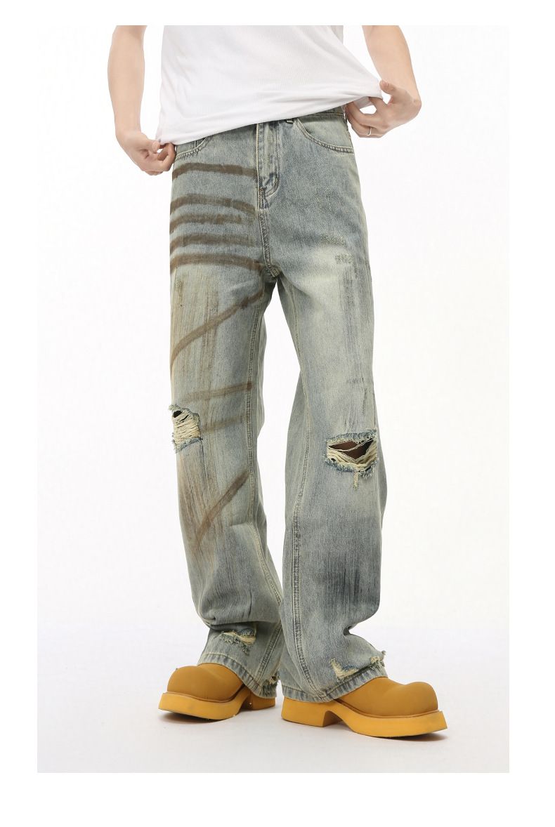 Herrenbekleidung Neue Produkte Nischentrend Old Wasteland Style Heavy Industry Denim Suit Trend_voghion.com