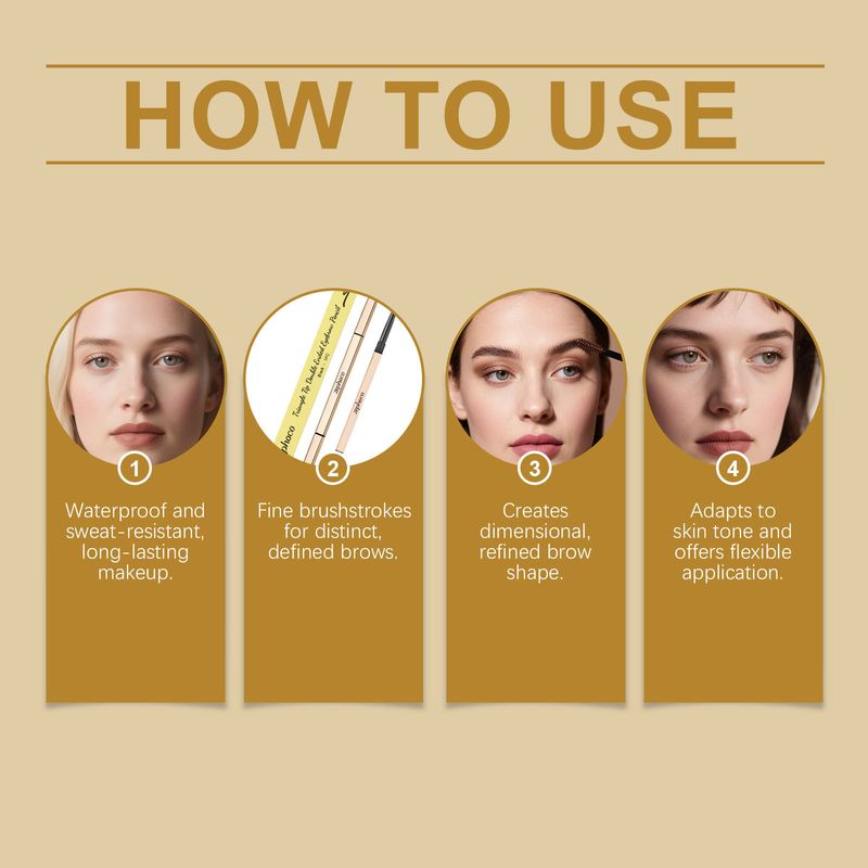 Zephoco Black 2-in-1 Rotating Eyebrow Pencil Smooth Strokes Smudge-Resistant Create Natural Three-Dimensional Wild_voghion.com