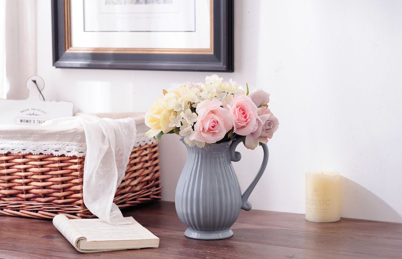 Elegant White Ceramic Flower Vase With Water Reservoir - Modern Minimalist Design For Home & Florist Wholesale (White, Blue, Gray, Pink)_voghion.com