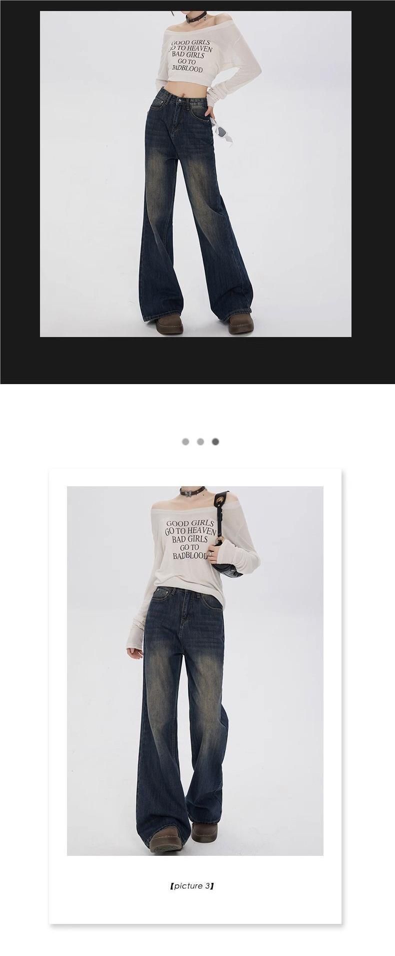 Amerikaanse stijl straat micro flared jeans voor dames herfst nieuwe stijl, hoge taille, losse pasvorm, wijde pijpen en een gevoel van_voghion.com
