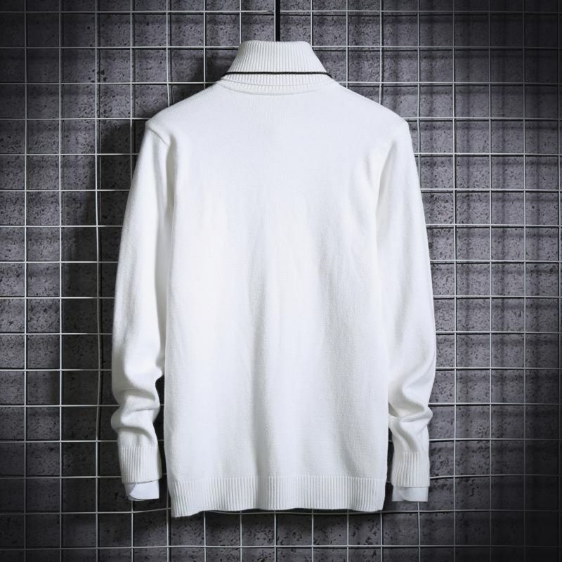 Maglione a collo alto da uomo, maglione a maglia multicolore casual coreano da uomo, vestibilità slim, autunno e inverno_voghion.com