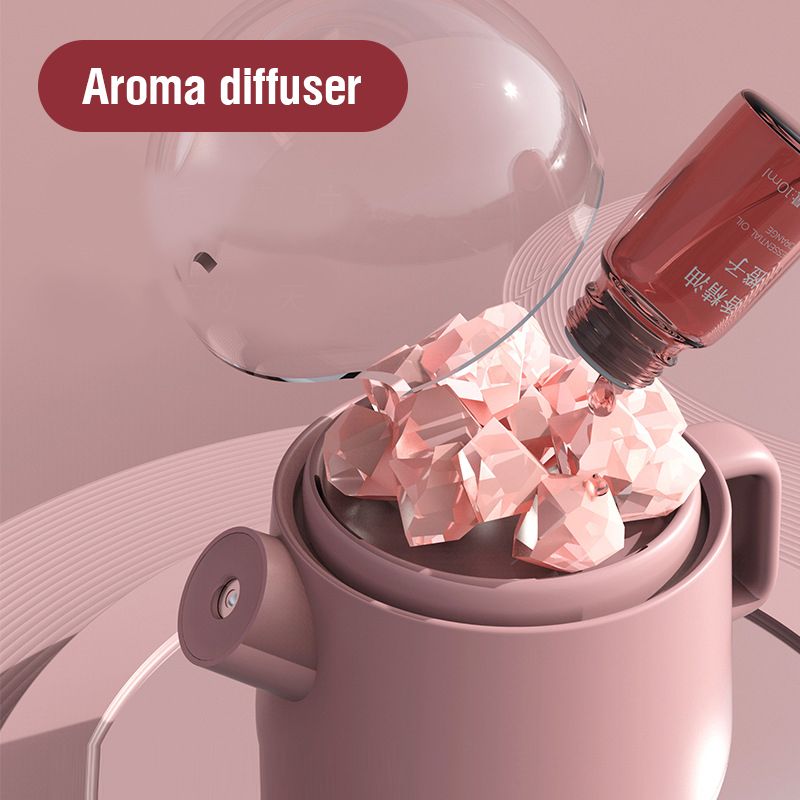 Umidificatore portatile per aromaterapia in cristallo, diffusore di oli essenziali per aromi wireless, luce LED, umidificatore a nebbia fredda con sale himalayano_voghion.com