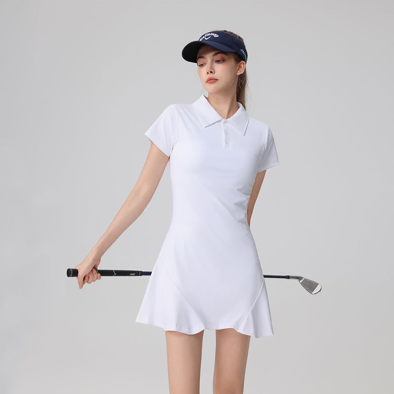 High-quality Sports Tennis Wear, Short-sleeved Dress For Women, With Bra Pads And Shorts, Slim-fitting Golf Sports Suit_voghion.com