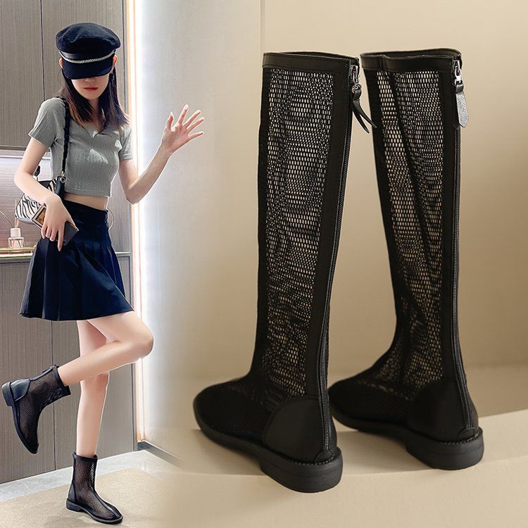 2025 Spring New Breathable Mesh Hollow Martin Short Flat Boots Women's Sandals Summer_voghion.com