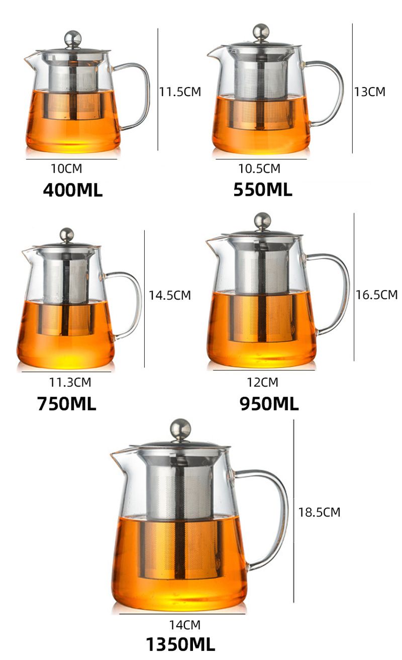 Heat Resistant Glass Teapot With Stainless Steel Tea Strainer Infuser Flower Kettle Kung Fu Teaware Set Puer Oolong Pot_voghion.com