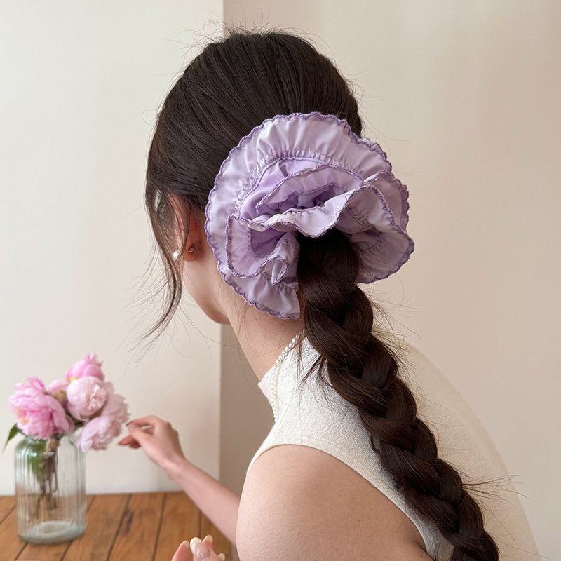 Pacco di capelli viola dolce doppio pizzo per ragazze stile coreano, elastico per capelli con corda_voghion.com