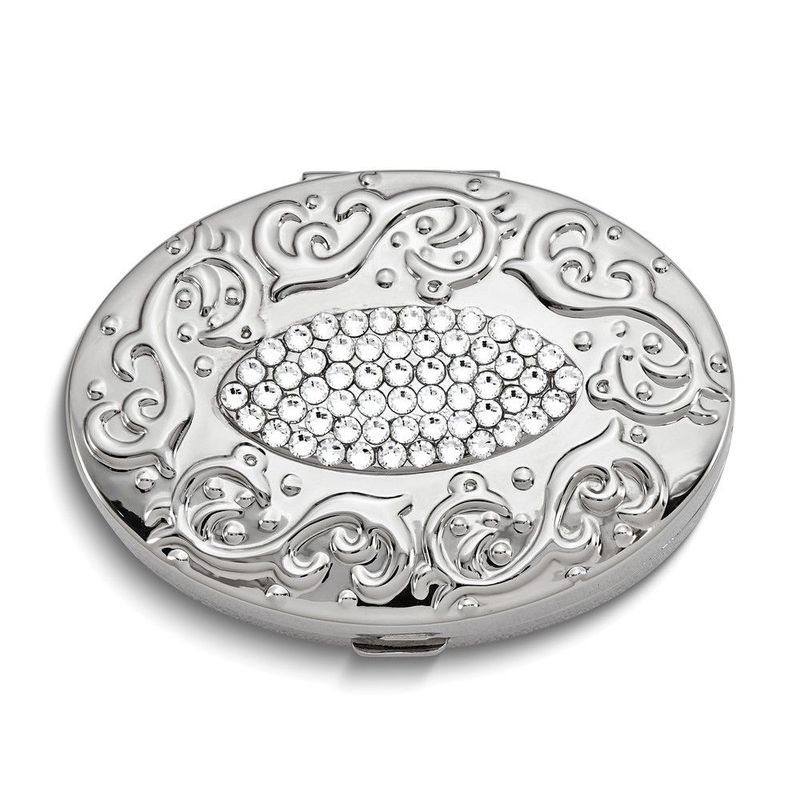 Silver-tone Clear Crystal 2-Section Pillbox_voghion.com