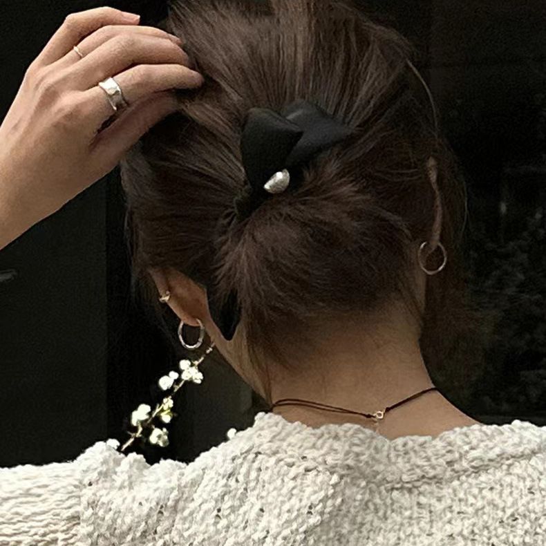 Faixa de cabelo casual diária ~ cocar elástico alto laço cabelo curto acessórios para cabelo para trás cabeça updo corda de cabelo arco da Coreia do Sul_voghion.com