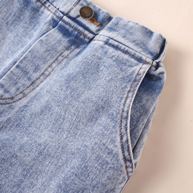 Babykleidung Kinderkleid Mädchen Sommer Pit Strip einfarbig ärmellos trägerloser Pullover zerrissene Denimhose zweiteiliges Set_voghion.com