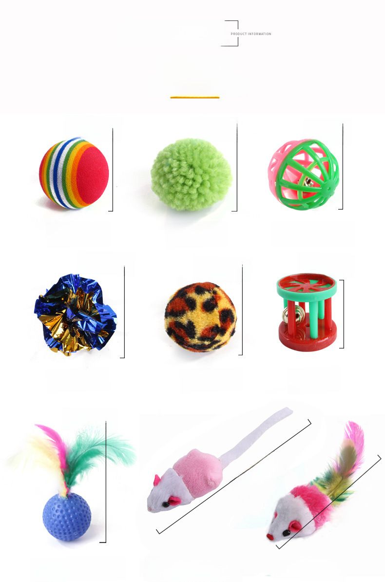 Huisdier Katten Speelgoed Bel Bal Veer Plagende Kat Stok Pluche Muis Veer Katten Tunnel 24 Stuks Set_voghion.com