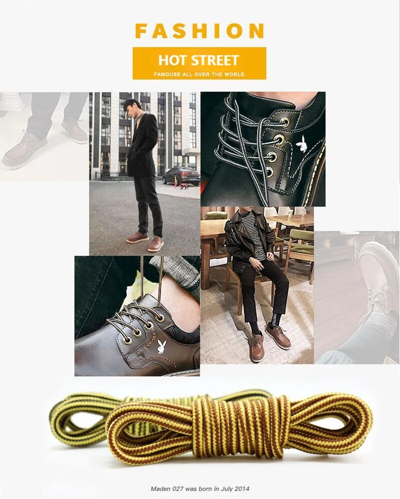 1 paio di lacci per scarpe rotondi stivali Martin lacci per scarpe a strisce doppio colore applicati a scarpe casual ad alta banda lacci in cotone 18_voghion.com