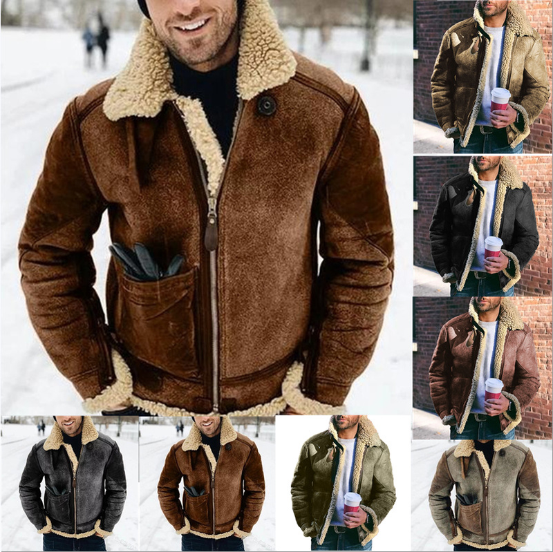 Men's Suede-Like Jacket With Button-Up Stand Collar, Slim Fit Casual Coat For Spring/Autumn, Office & Outdoor Wear_voghion.com
