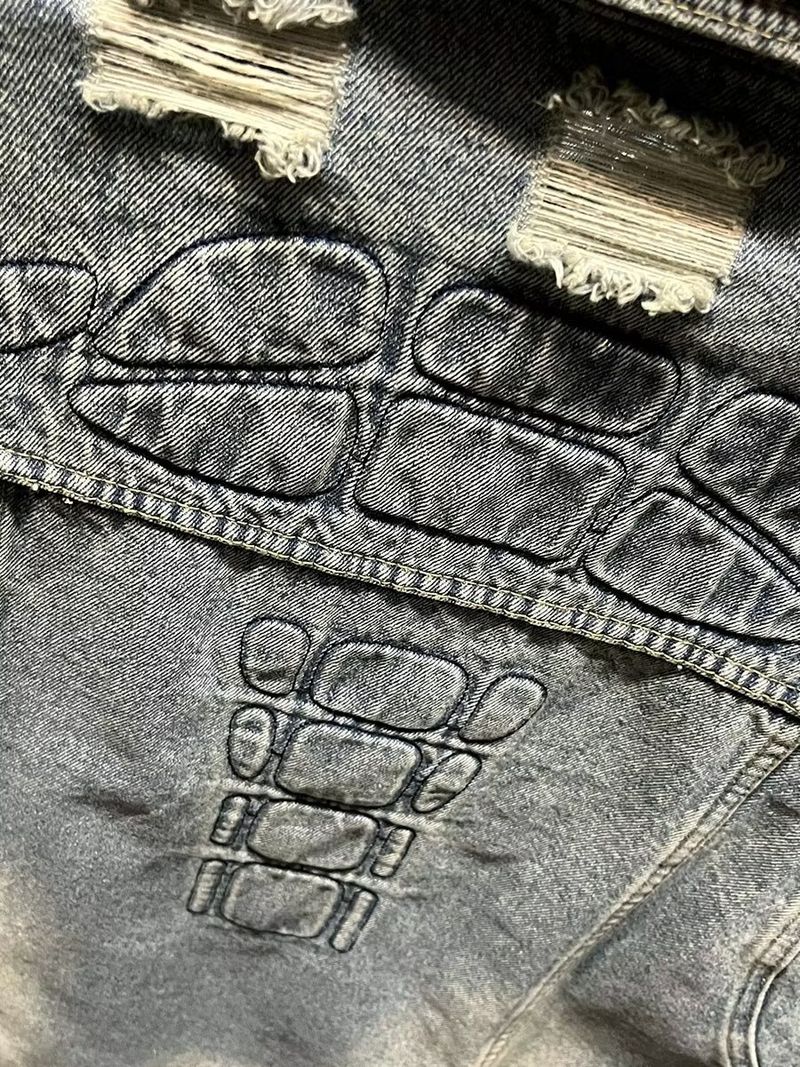 Men's Clothing Slim Fit Ripped Denim Jacket Non Stretch Denim Jacket Top Lapel Jacket Retro Denim Clothes_voghion.com
