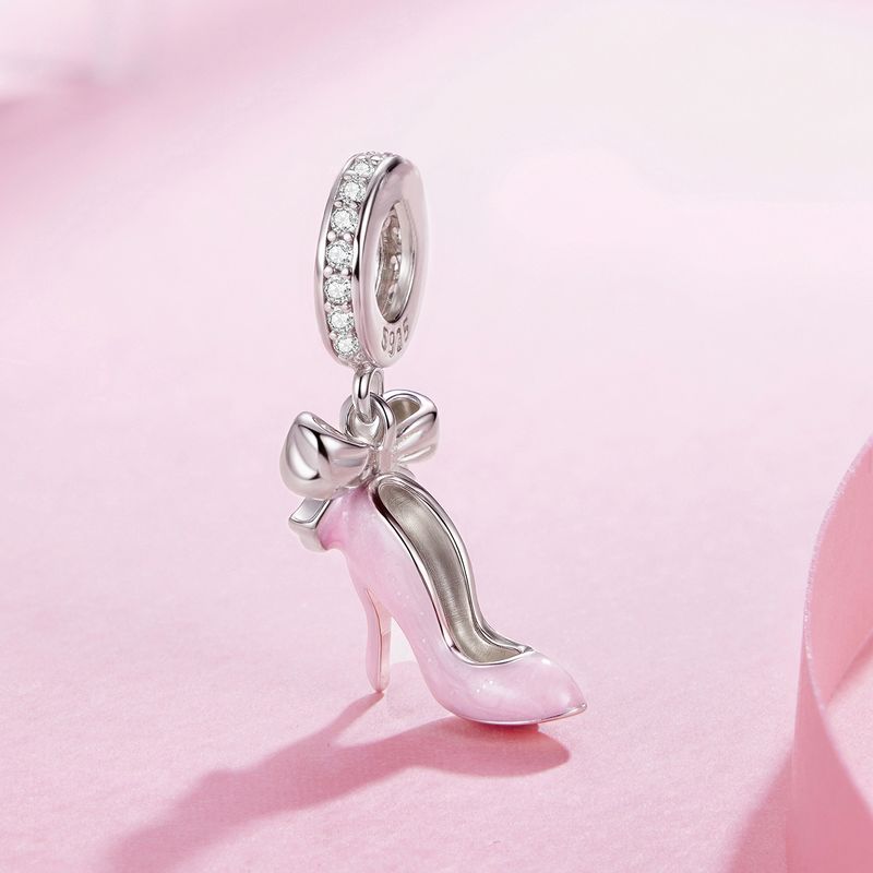 Rosa High Heels Anhänger Charm, Sterling Silber Charm Perlen_voghion.com