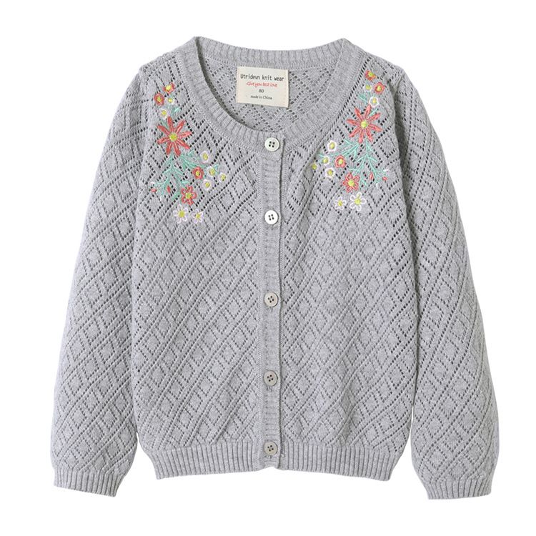 2021 Dünne Kinderkleidung Bestickter Hohlbaumwoll-Kinderpullover Europäischer und amerikanischer Außenhandel Mädchen Strickjacke_voghion.com