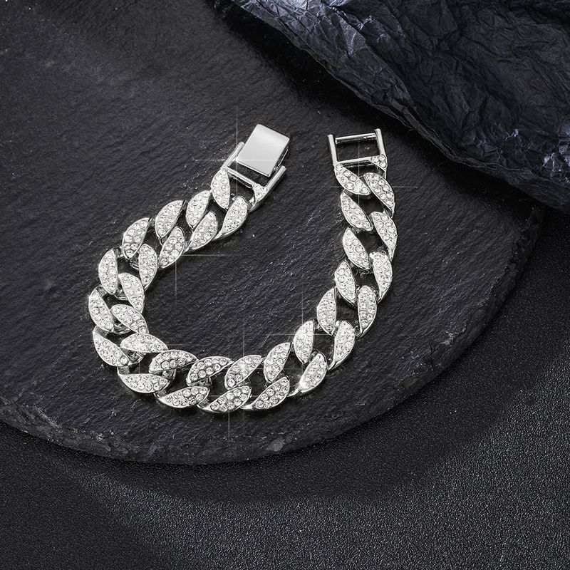 15MM Full Diamond Alloy Foot Chain Hip Hop Jewelry Summer Versatile U-shaped Cuban Bracelet_voghion.com