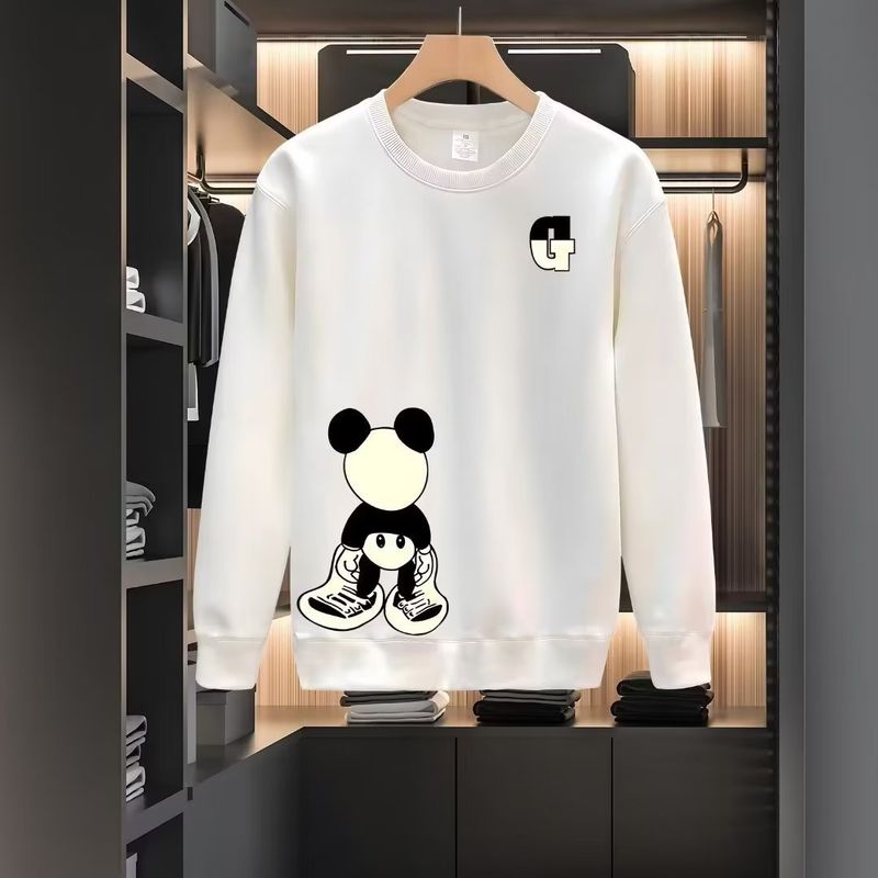 Herrenbekleidung Crewneck Sweat Herren Loose Design Sense Smiley Print Style Retro Instagram Style Modisches Markenoberteil für Frühling und Herbst_voghion.com