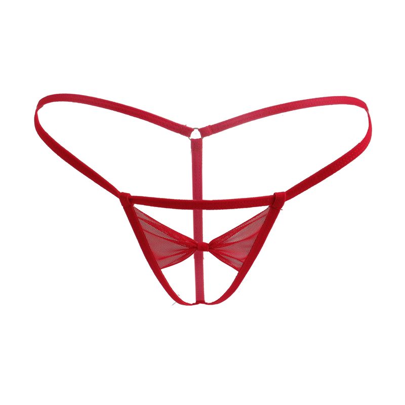 Intiem ondergoed Sexy Pama's Pama-broek Doorzichtige T-vormige slip T-rug Mesh strik Open mini zwembroek_voghion.com