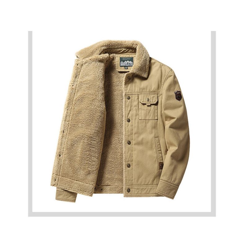 Giacca da uomo con colletto rovesciato, stile casual, in pile di cotone lavato, autunno inverno 2023_voghion.com