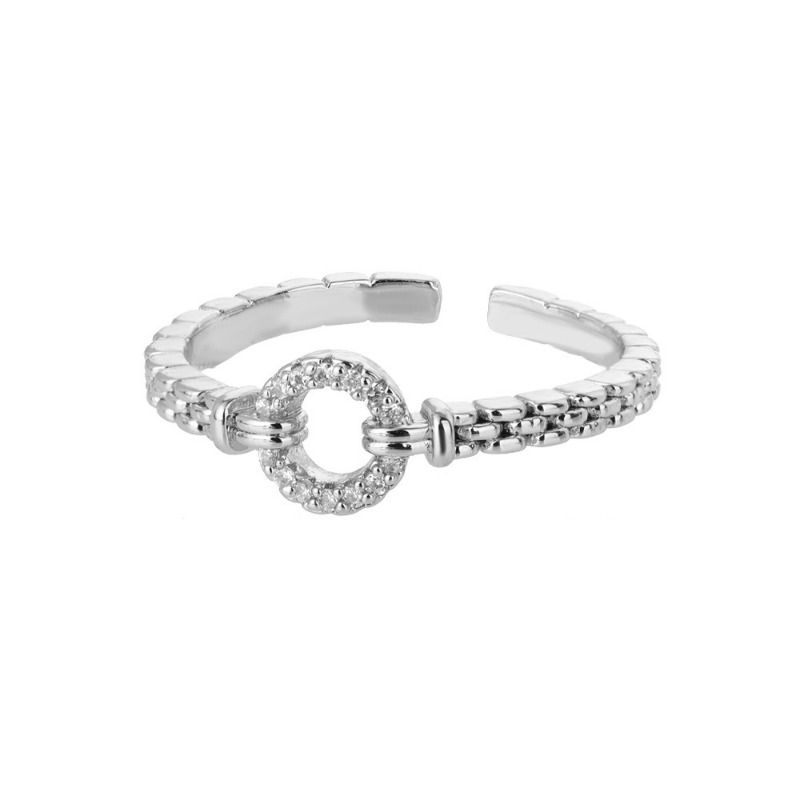 Pronta consegna Zircone Acciaio Inossidabile O Forma Geometrica Aperto Regolabile per Donna Colore Oro Anello Moda Popolare Accessori Gioielleria_voghion.com