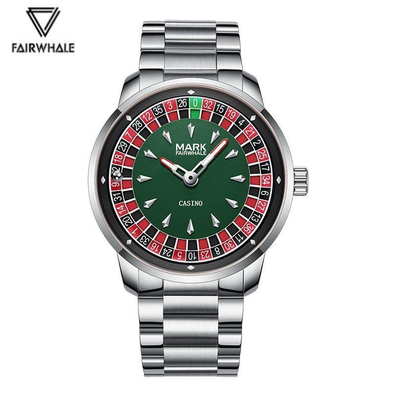 Men Funny Quartz Watch Recessed Wheel Design Arabic Numerals Rotating Dial Roulette Clock Watch_voghion.com