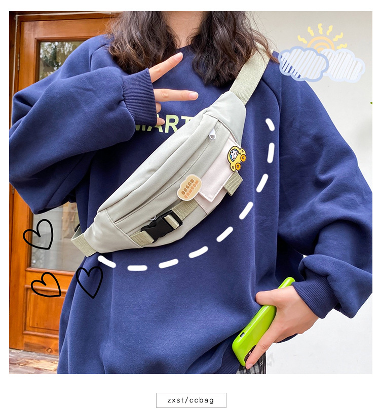 Marsupi per le donne 2023 Nuova tela per il tempo libero Tinta unita Marsupio per ragazze Carino Borsa a tracolla con tracolla Marsupi_voghion.com