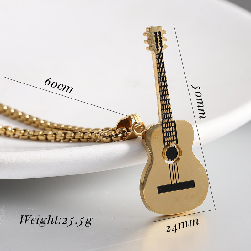New Instagram internet celebrity personality trend hip-hop stainless guitar pendant street rap titanium steel necklace_voghion.com