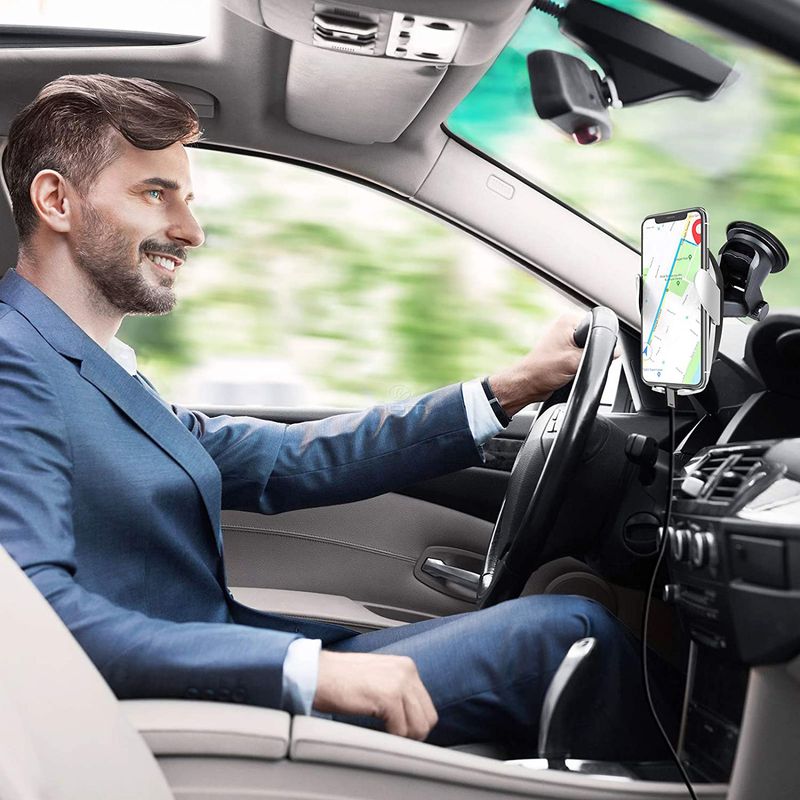 Universal Wireless Car Phone Charger Mount Holder Automatic Clamping_voghion.com