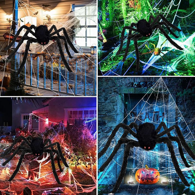 Halloween-Dreieck-Spinnennetz, 5 M Großes Plüsch-Simulations-Spinnennetz, Haunted Home Outdoor Yard Dekoration Requisiten_voghion.com