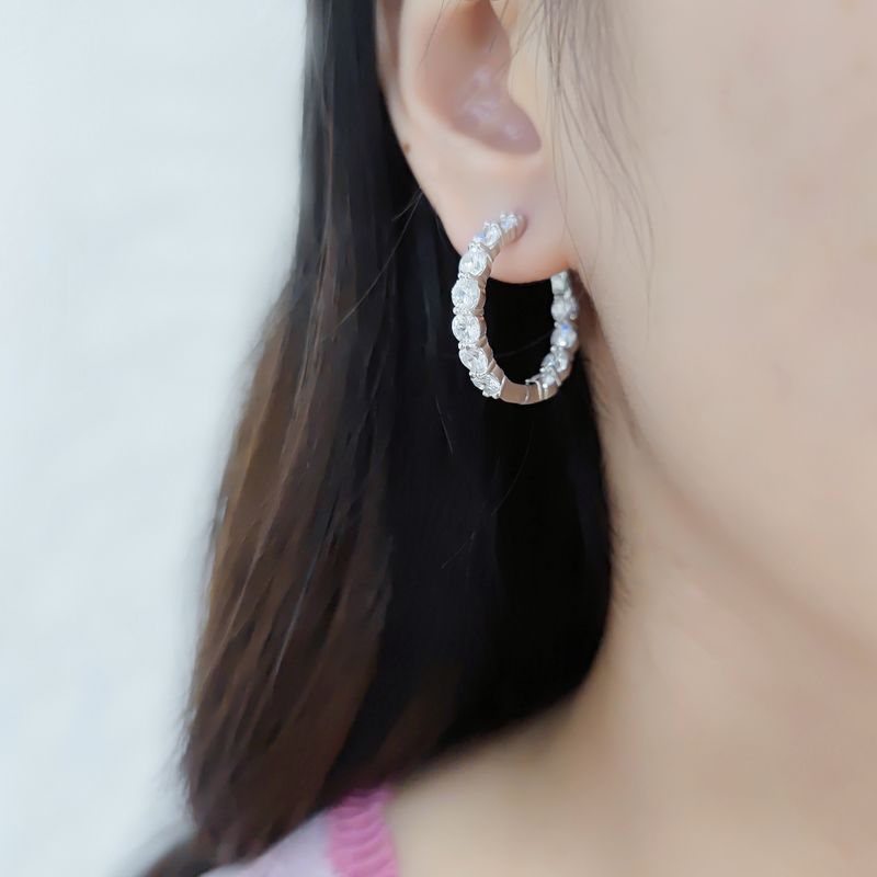 Zirkon Zucht Rubin Synthetische Türkis Ohrringe Modische Persönlichkeit Edelstein Ohrringe Silber Runde Ohrringe_voghion.com