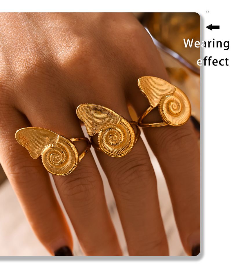 Fashionable And Personalized Stainless Steel Snail Texture Ring Ins Cold Style Personalized Sweet Cool Spicy Girl Open Mouth Ring_voghion.com