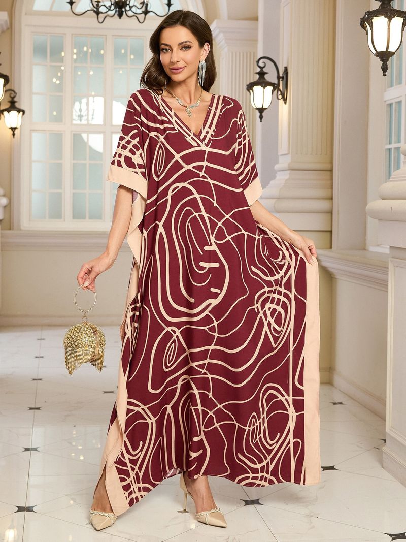 Kadın Baskılı Rayon Plaj Elbisesi - UPF Korumalı Uçuşan Boho Kimono Bornoz (Tek Beden, Hafif ve Nefes Alabilir)_voghion.com