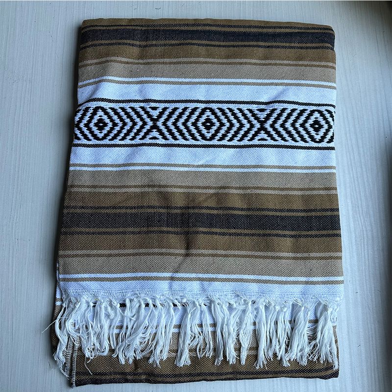 Geometric Tassel Style Blanket Woven Tassel Beach Towel Blanket Beach Blanket Picnic Mat Yoga Cotton Blanket_voghion.com
