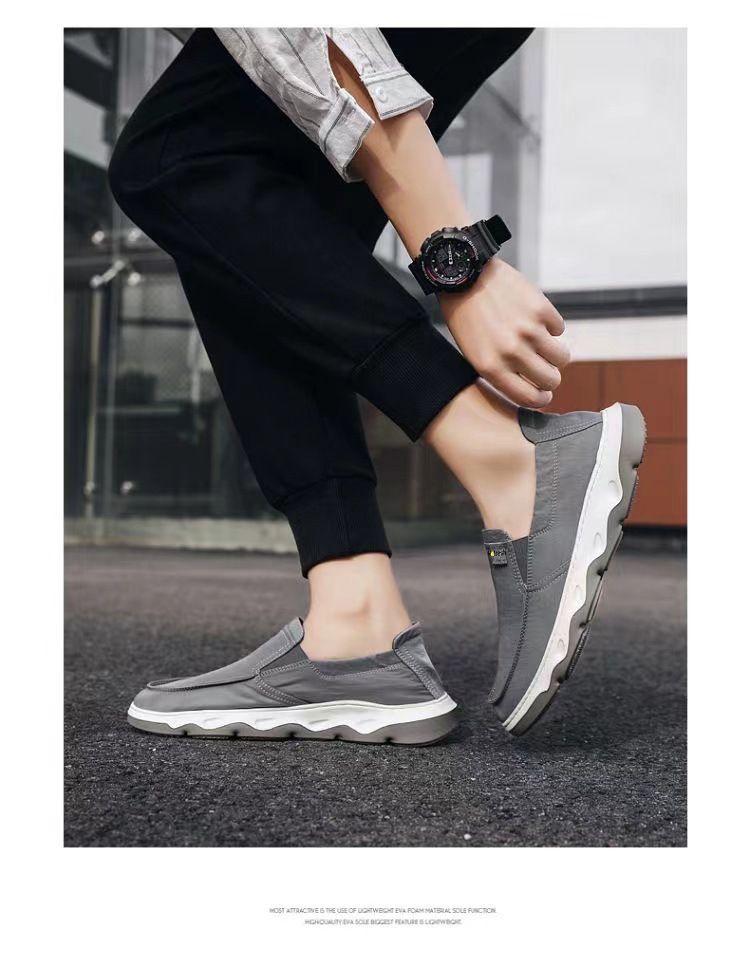 Chaussures hommes 2024 nouveaux hommes net célébrité chaussures de toile décontractées basses à enfiler fond souple antidérapant version coréenne chaussures pour hommes tout-match_voghion.com