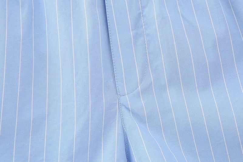Women's clothing New Women's Striped Contrast Color Shirt Top + Elastic High Waist Shorts Two-piece Set 8BS9697_voghion.com