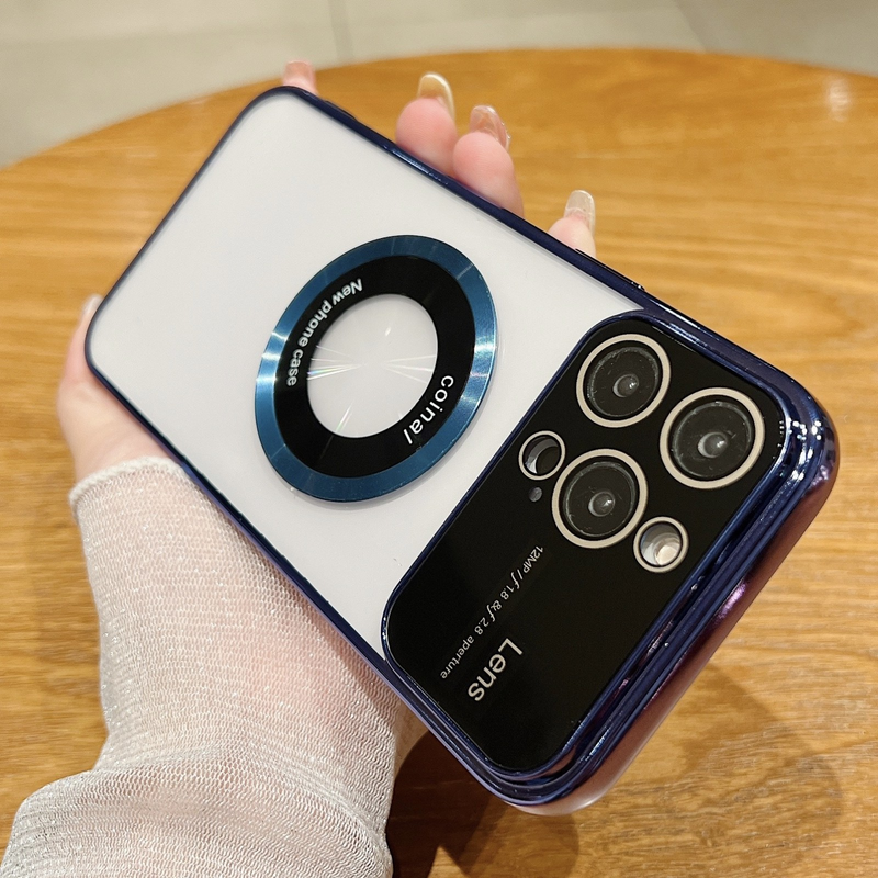 Magnifier Large Window Lens Protection Plating Magnetic Phone Case For iphone 14 12 11 13 Pro Max X XS XR 7 8 Plus Cover_voghion.com