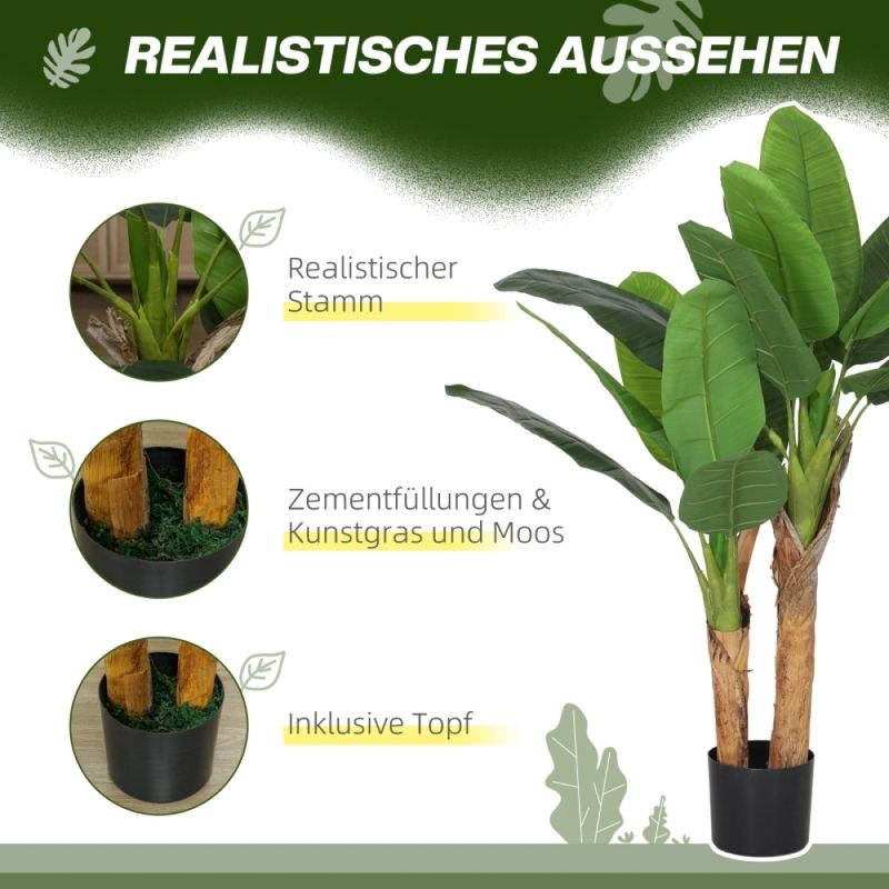 Künstlicher Bananenbaum 2er Set Groß 120 Cm Kunstpflanze, Pflanzen Bananenbaum Wie Echt Mit Topf, Kunstmoos, Kunstgras Für Wohnzimmer Schlafzimmer_voghion.com