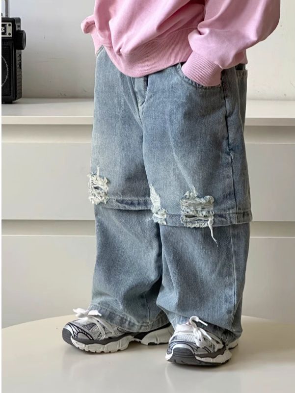 Otroške kavbojke pomlad/poletje 2024 z ameriškimi patchwork resicami, elegantne kavbojke za fantke in deklice_voghion.com