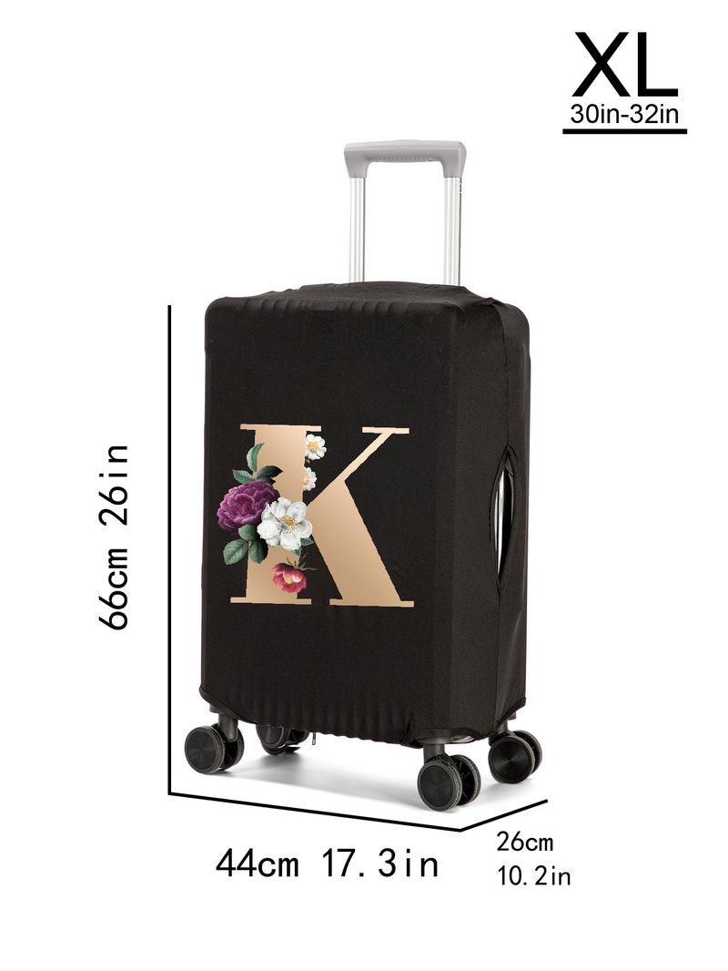 Ochranný kryt na zavazadla s kreativním písmenem, zesílený elastický kryt na zavazadla o rozměrech 24 palců, kryt na kufr na vozík_voghion.com