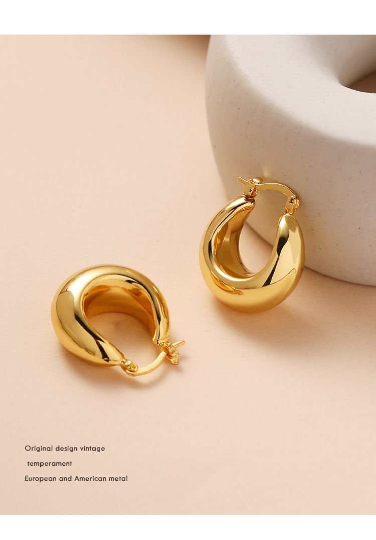 Orecchini semplici retrò francesi di alta qualità, orecchini da donna con temperamento, orecchini in vero oro placcato in rame, orecchini con ago in argento_voghion.com