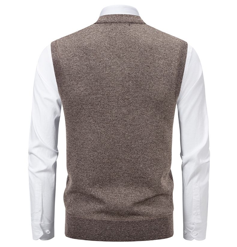 Herrenbekleidung Slim Fit Jacquard Pullover Weste Herren Slim Fit V-Ausschnitt Jacquard Pullover Weste, Strickpullover Ärmelloses Oberteil für Freizeitkleidung (L, XL, XXL)_voghion.com