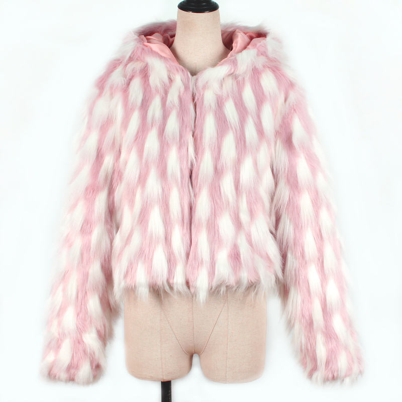 Felpa con cappuccio da donna autunno e inverno nuova moda corta imitazione pelliccia top femminile con cappuccio_voghion.com
