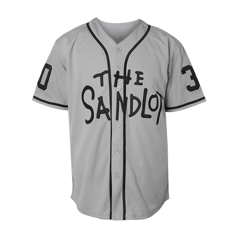 Utomhuskläder för män, grå baseballskjorta nr 30, broderad jerseyjacka_voghion.com