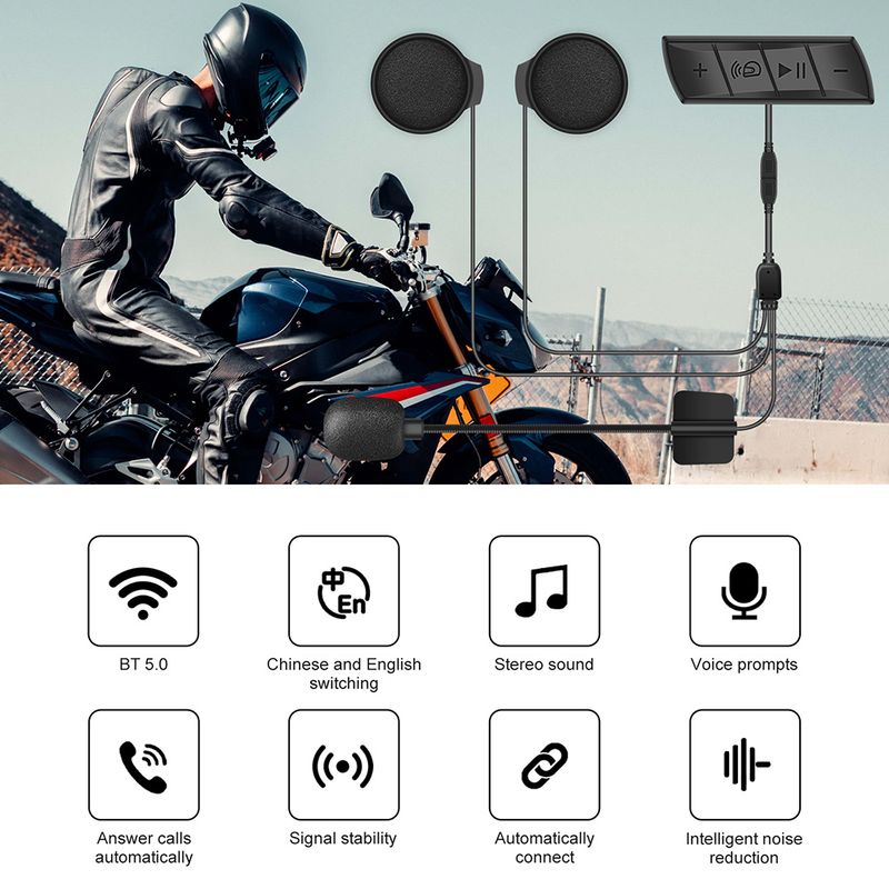 Motocicletă casca Bluetooth căști FM radio Moto impermeabil wireless handsfree căști muzică difuzor Auto răspuns_voghion.com