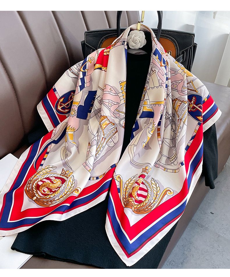 Spring and Autumn New Fashion Trend Women's Navy Style Proessional Simulation Silk Decoration Shawl Sun Protection_voghion.com
