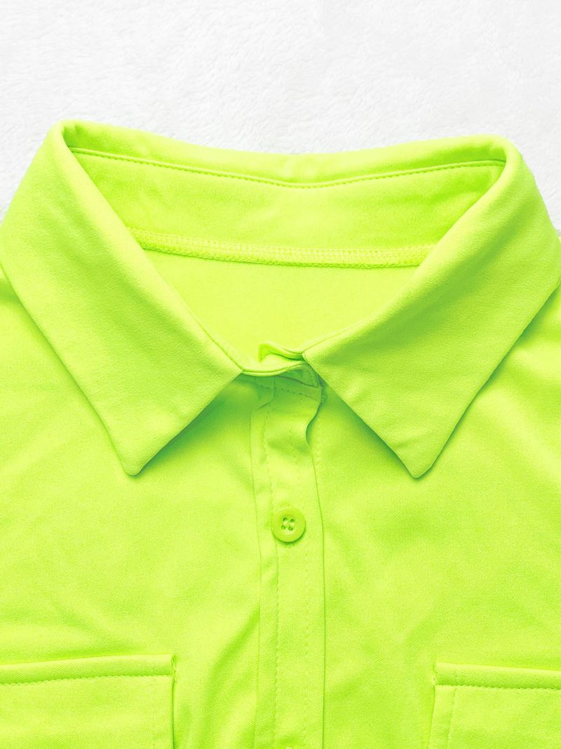 Damenbekleidung Sommermode Revers Kurzarm Hohe Taille Weite Beinhose Modeanzug_voghion.com