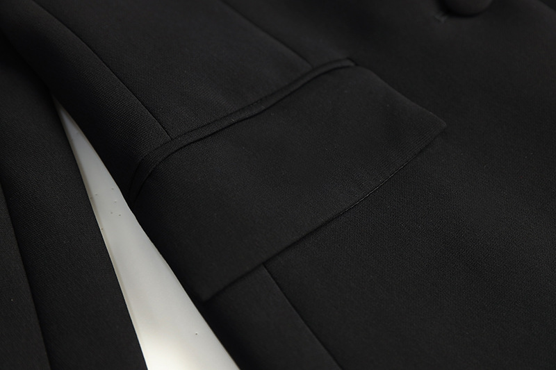 Costume deux pièces noir à strass pour femmes, coupe slim, manches longues, pantalon droit évasé légèrement épicé_voghion.com