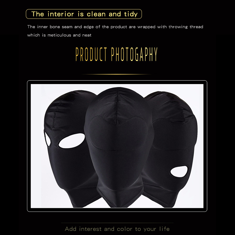 Fetish Slave BDSM Bondage Restrizioni Maschera per il sesso Bocca Occhio aperto Imbracatura per la testa Elasticità Benda per coppia Nuovi accessori esotici_voghion.com
