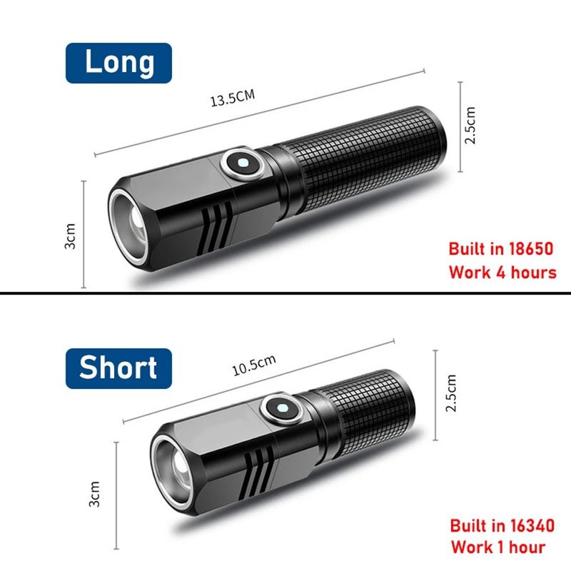 Cross-Border Zoom Aluminum Alloy Mini Portable Strong Light Outdoor P50 Rechargeable Multi-Function Flashlight Wholesale_voghion.com